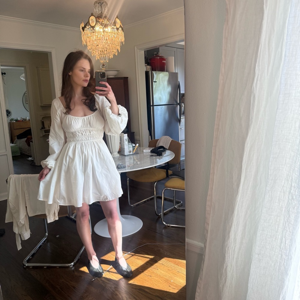 Staud Bow Ruched Shell Mini Dress - Picture 2 of 4